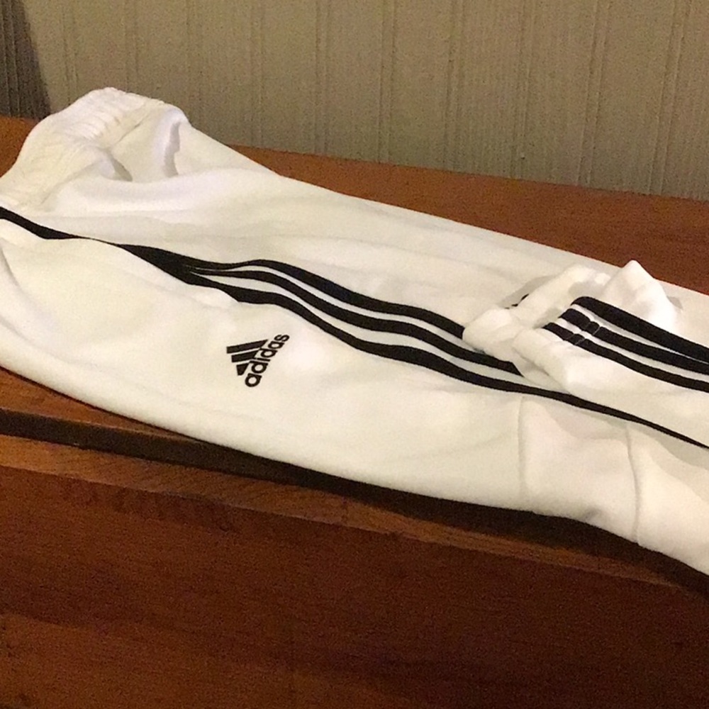 Adidas White Track Pants with Black Stripes - Picture 3 of 4
